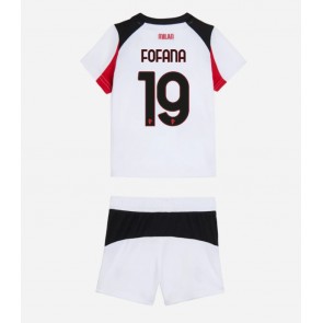 AC Milan Youssouf Fofana #19 Replika Bortatröja Barn 2025-26 Kortärmad (+ Korta byxor)